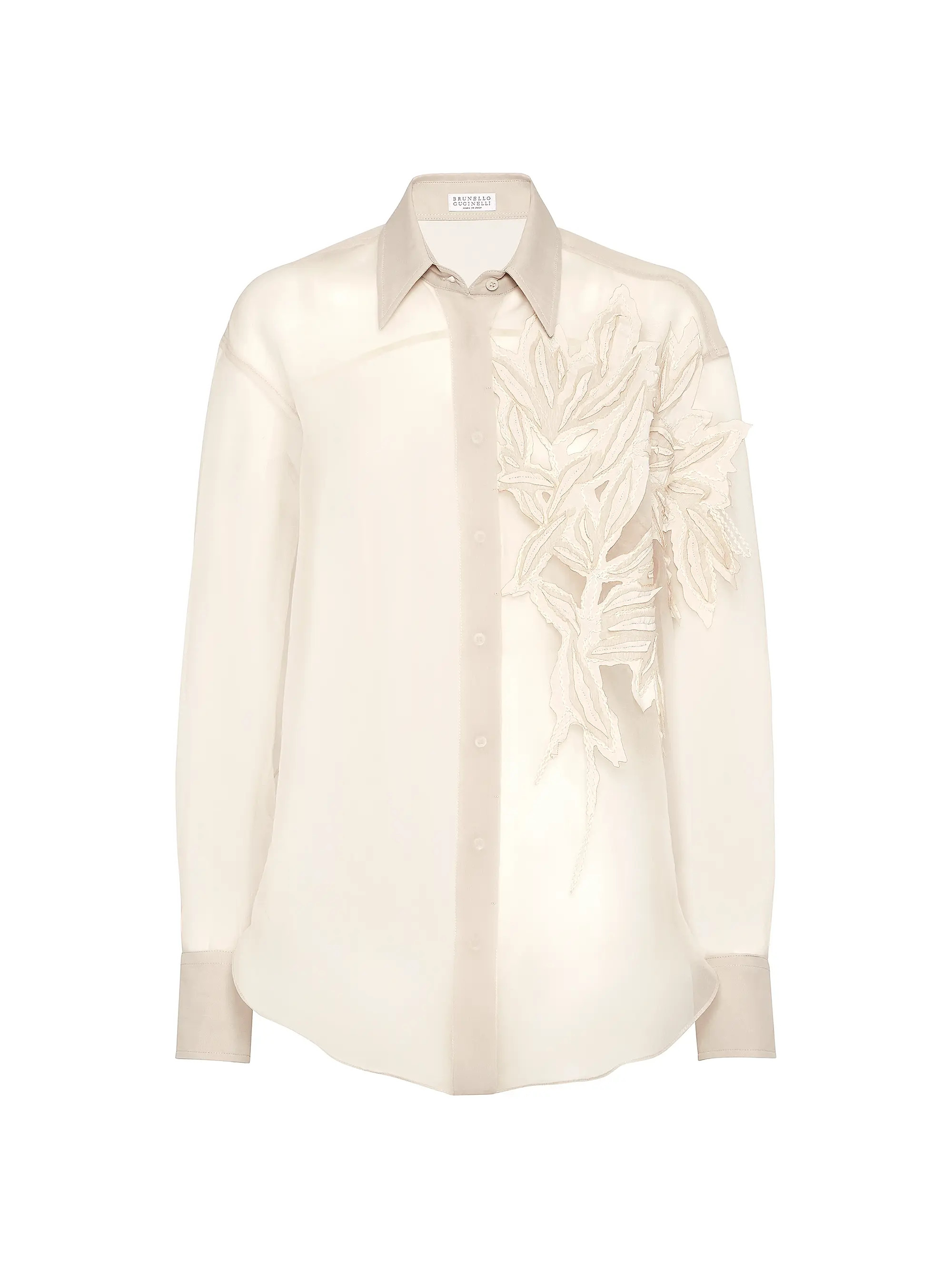 Crispy Silk Shirt with Herbarium Appliqué | Saks Fifth Avenue