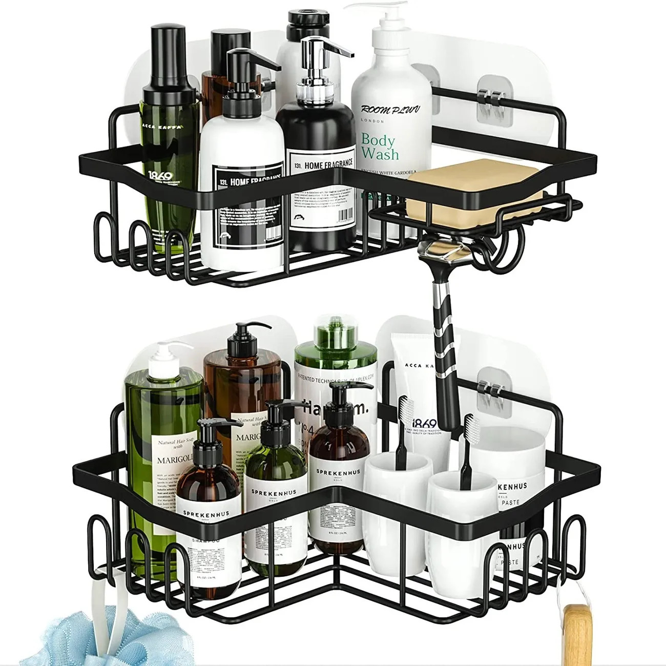 Set, Corner Shower Rack With Shampoo Holder, 2-Pack Shower Storage Rack With 11 Hooks, No Drillin... | Temu Affiliate Program