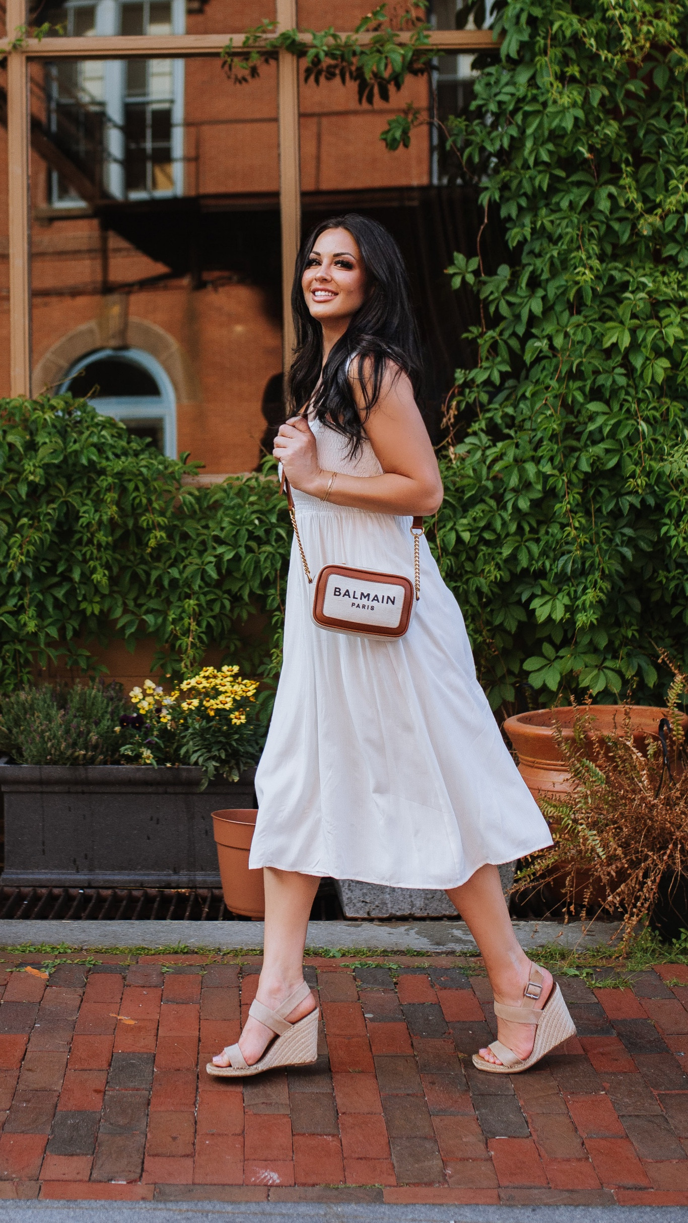 Casual summer outfit for work! White flowy dress, Balmian bag, and wedges!

#LTKSeasonal #LTKstyletip #LTKunder100