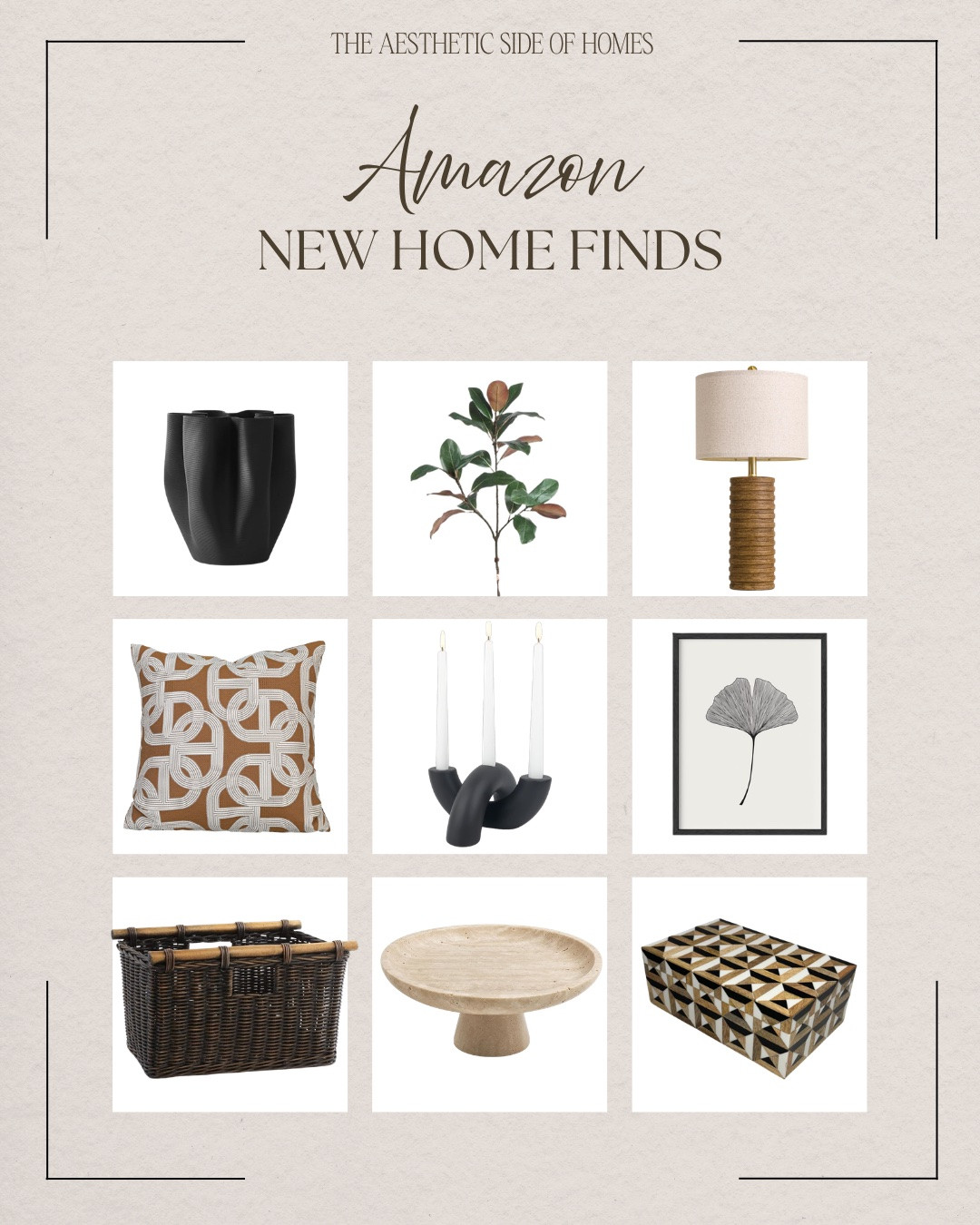Amazon home finds include base, greenery stems, table lamp, wall art, candle holder, throw pillow, basket, decorative tray, decorative box.

Home decor, looks for less, new home finds, neutral home 

@amazonfindsandfashion

#LTKHome #LTKSeasonal #LTKSaleAlert