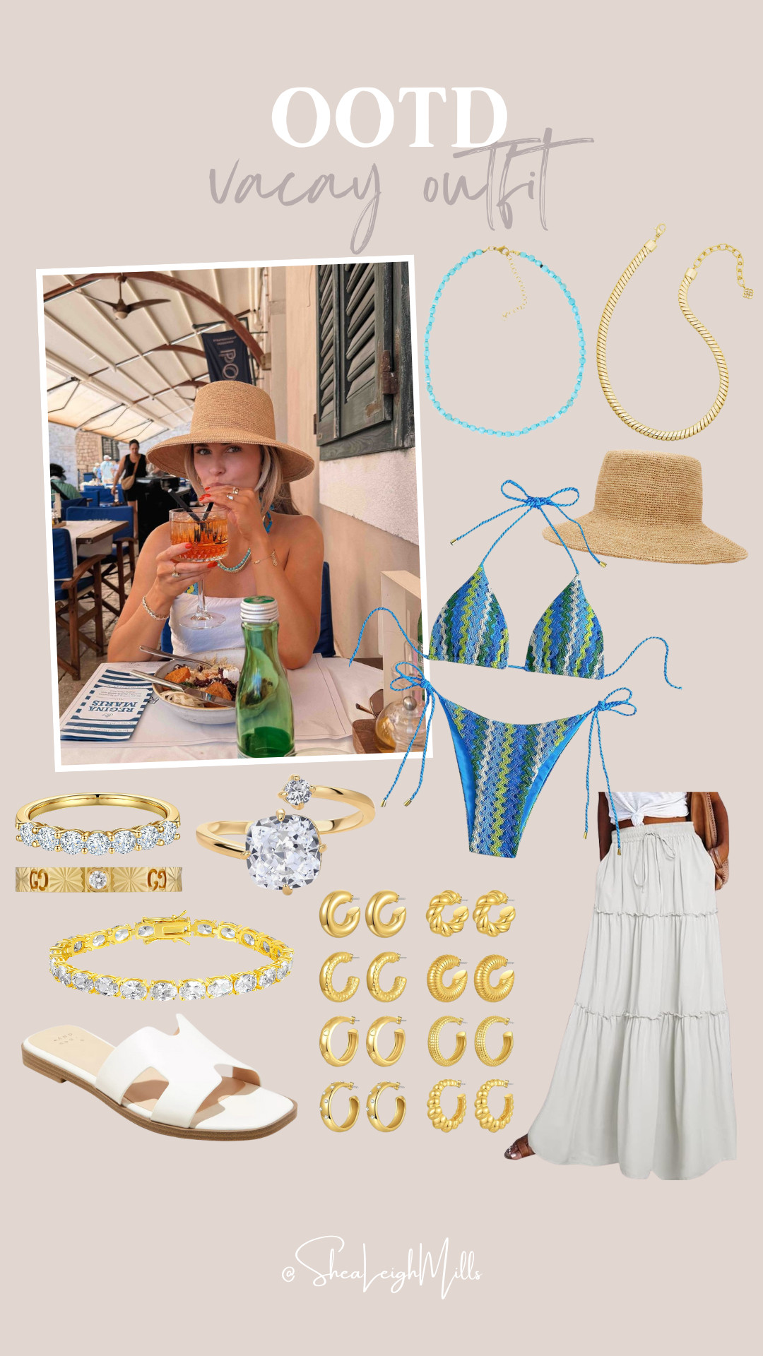 Amazon swimmie, my go-to gold jewelry, and this Lack of Color hat I never travel without. Vacation staples linked!

#amazonswim #vacaystyle #goldjewelry #lackofcolor #ltktravel 

 
