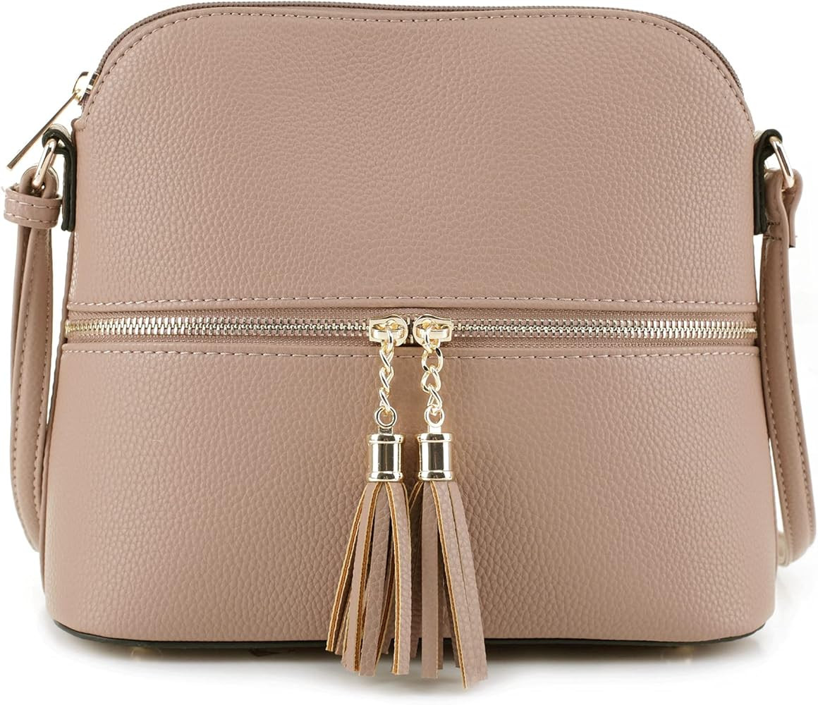 SG SUGU Lunar Lightweight Medium Dome Crossbody Bag Shoulder Bag with Tassel | Zipper Pocket | Adjus | Amazon (US)