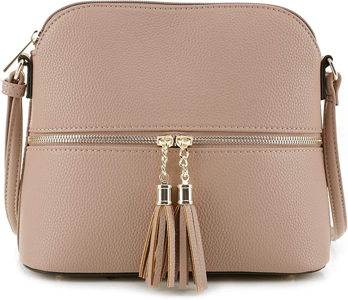 SG SUGU Lunar Lightweight Medium Dome Crossbody Bag Shoulder Bag with Tassel | Zipper Pocket | Adjus | Amazon (US)