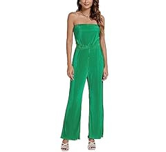 Umenlele Women’s Pleated Tube Top Jumpsuit Outfits Strapless Bandeau Off Shoulder Wide Leg Romp... | Amazon (US)