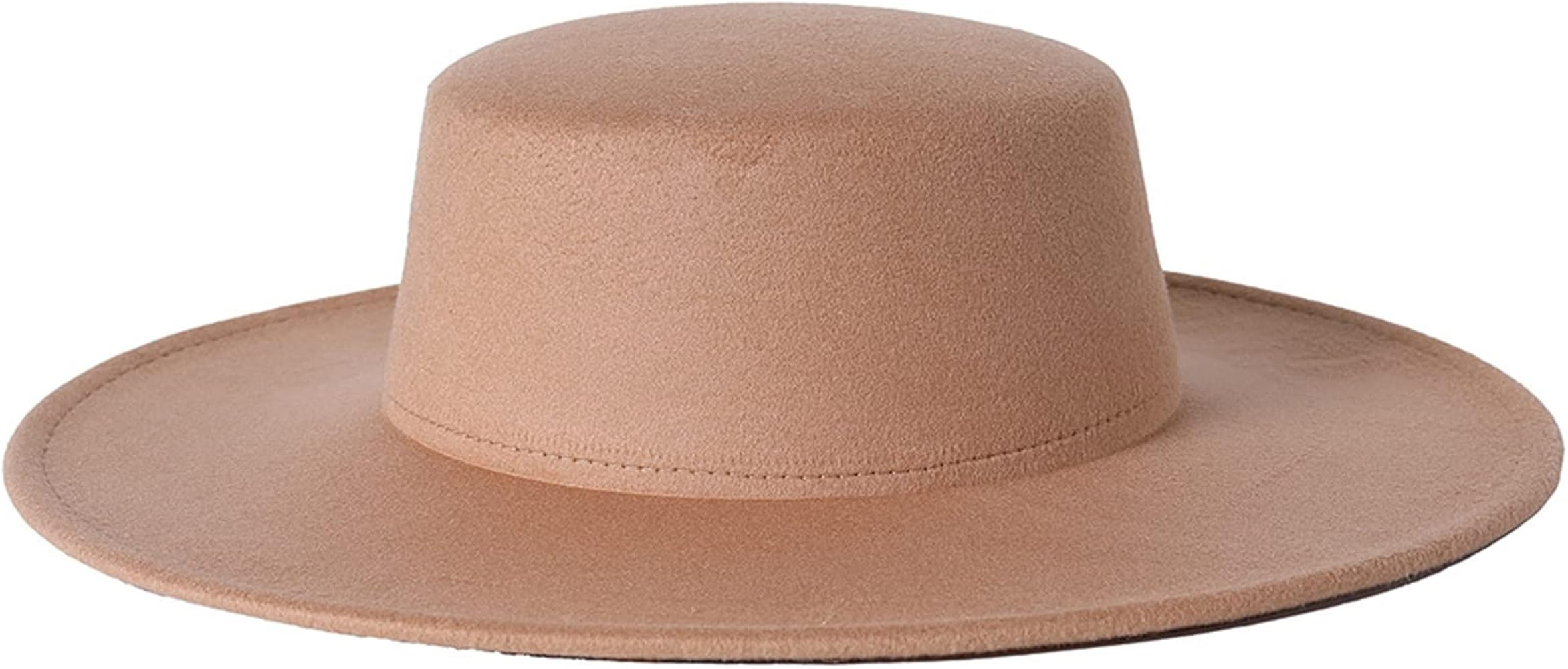 Women Classic Felt Church Hats British Style Wide Brim Top Fedora Hat Wedding Dress Up Jazz Cap B... | Amazon (US)