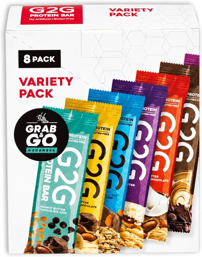 G2G Protein Bar, 8 Flavor Variety Pack, High Protein, Gluten-Free, Healthy Snack, Delicious Meal ... | Amazon (US)