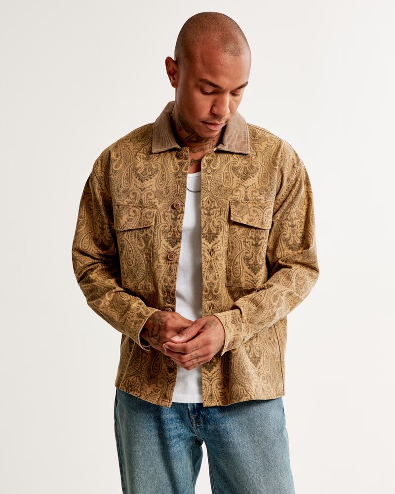 Twill Tapestry Shirt Jacket | Abercrombie & Fitch (US)