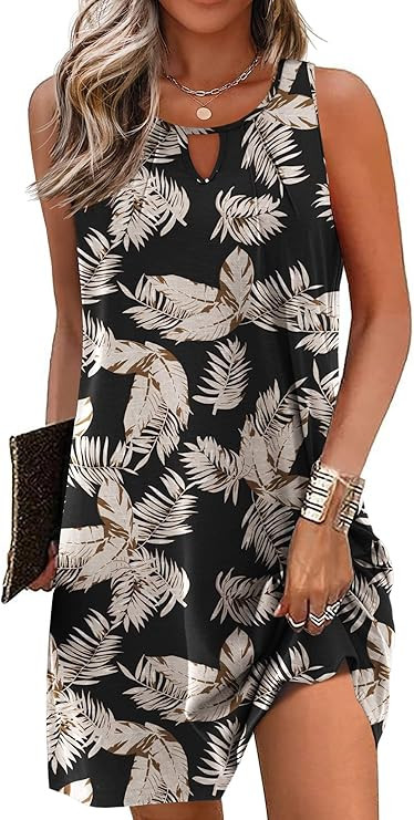 AI'MAGE Womens Sleeveless Swimsuit Cover Up Tank Bathing Suit Coverups T Shirt Beach Dress | Amazon (US)