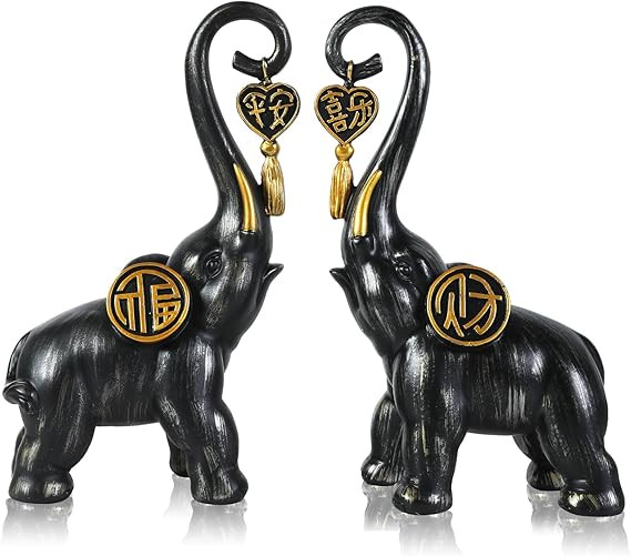 CECKQUE 2pcs Elephant Statue Home Decorations for Living Room, Elephant Decor Brings Good Luck Ho... | Amazon (US)