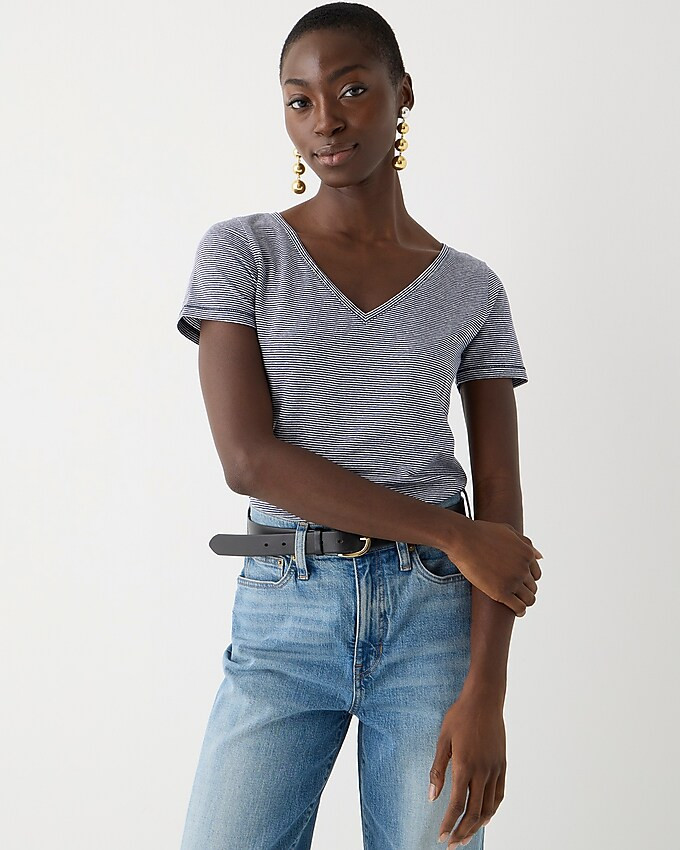 V-neck T-shirt in striped stretch linen blend | J. Crew US