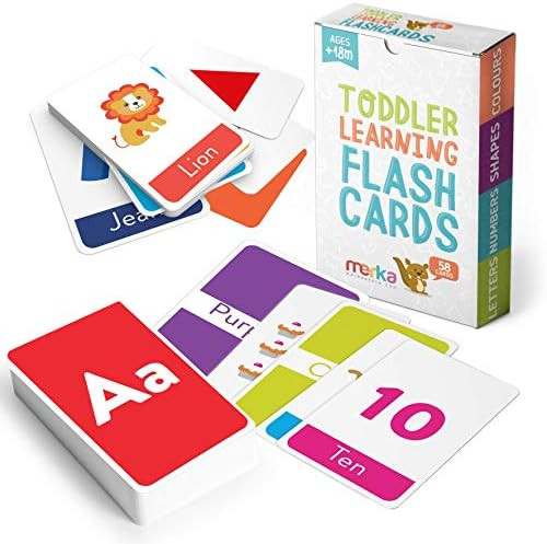 merka Educational Flash Cards for Toddlers Learn Letters Colors Shapes Numbers 58 Cards | Amazon (US)
