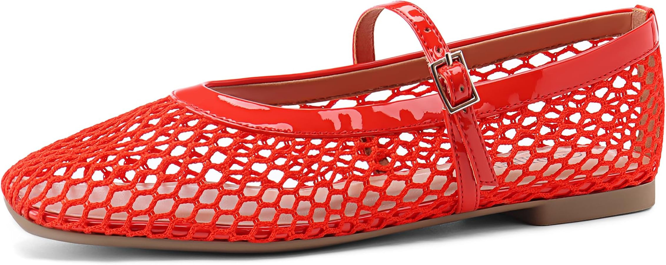 Rihero Mesh Ballet Flats for Women Comfortable Square Toe Ballerina Flats Buckle Strap Casual Fis... | Amazon (US)