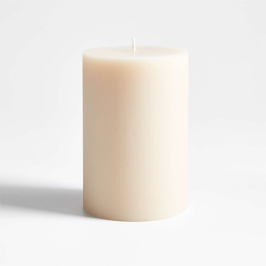 3"x4" Spruce Green Holiday Ribbed Pillar Candle | Crate & Barrel | Crate & Barrel
