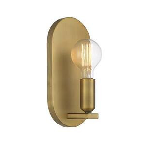 5.5 in. W x 11.5 in. H 1-Light Natural Brass Wall Sconce with Exposed Bulb | The Home Depot