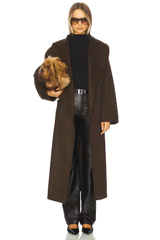 SEROYA Mavis Wool Coat in Slate Brown from Revolve.com | Revolve Clothing (Global)