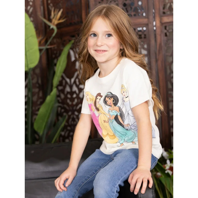 Disney Princess Toddler Girls Short Sleeve Crewneck T-Shirt, Sizes 12M-5T | Walmart (US)