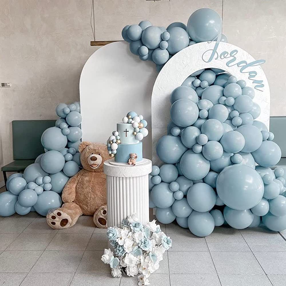 Dusty Blue Balloons Double Stuffed Blue Balloon Garland Pastel Blue Balloons Different Sizes 18In... | Amazon (US)