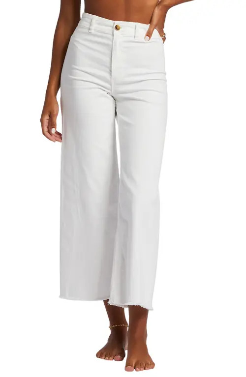 Billabong Free Fall Stretch Cotton Crop Wide Leg Pants in Salt Crystal 1 at Nordstrom, Size 28 | Nordstrom
