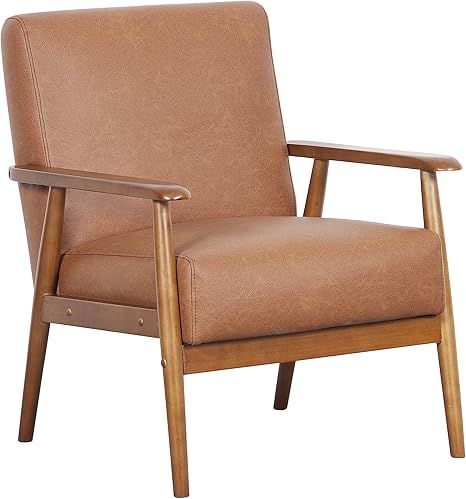 Pulaski DS-D030003-329 Wood Frame Faux Leather Accent Chair, 25.38" x 28.0" x 30.5", Cognac Brown | Amazon (US)