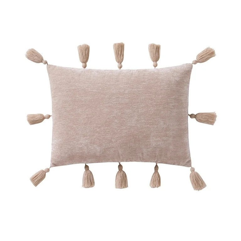 My Texas House 14" x 20" Samantha Rose Pink Chenille Tassel Decorative Pillow - Walmart.com | Walmart (US)