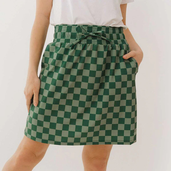 Cher Skirt, Green Check | Albion Fit