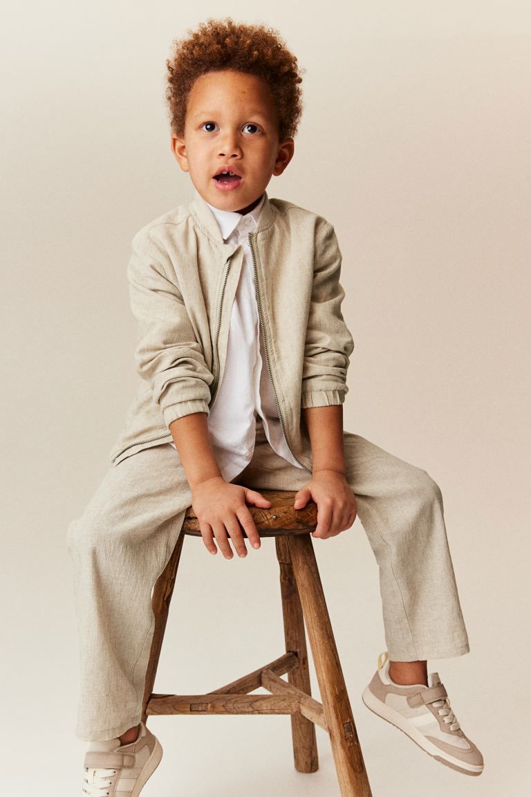 Linen-blend Pull-on Pants - Light beige - Kids | H&M US | H&M (US + CA)