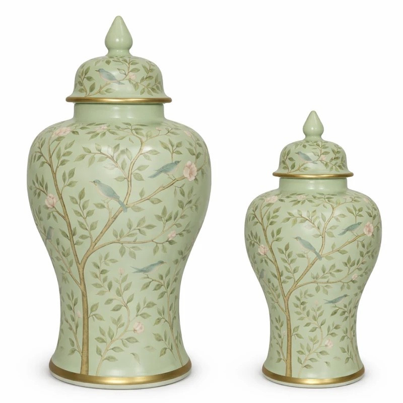 Green chinoiserie jars 💚