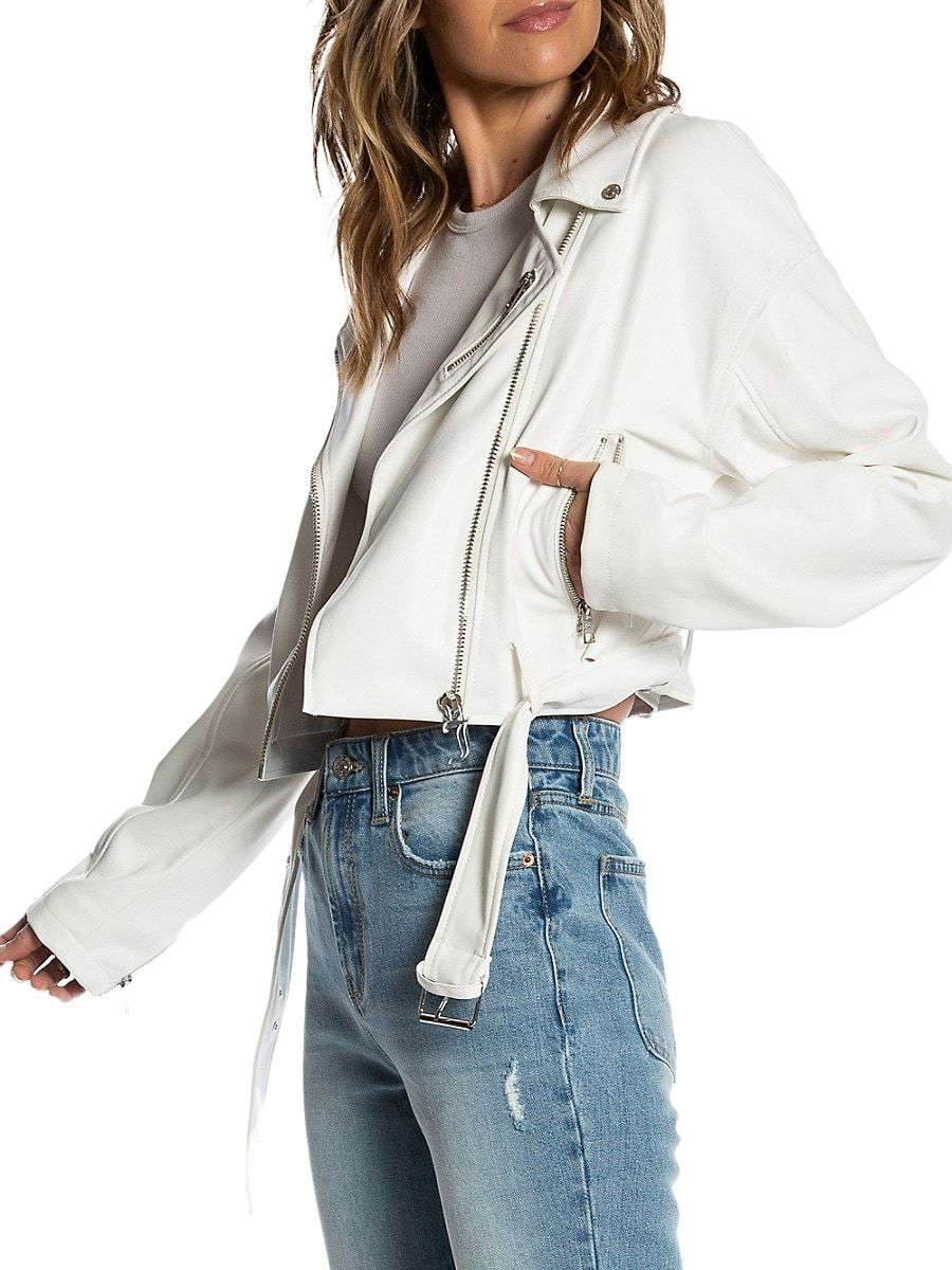Juicy Couture Women's Faux Leather Moto Jacket - White - Size XS | Saks Fifth Avenue OFF 5TH