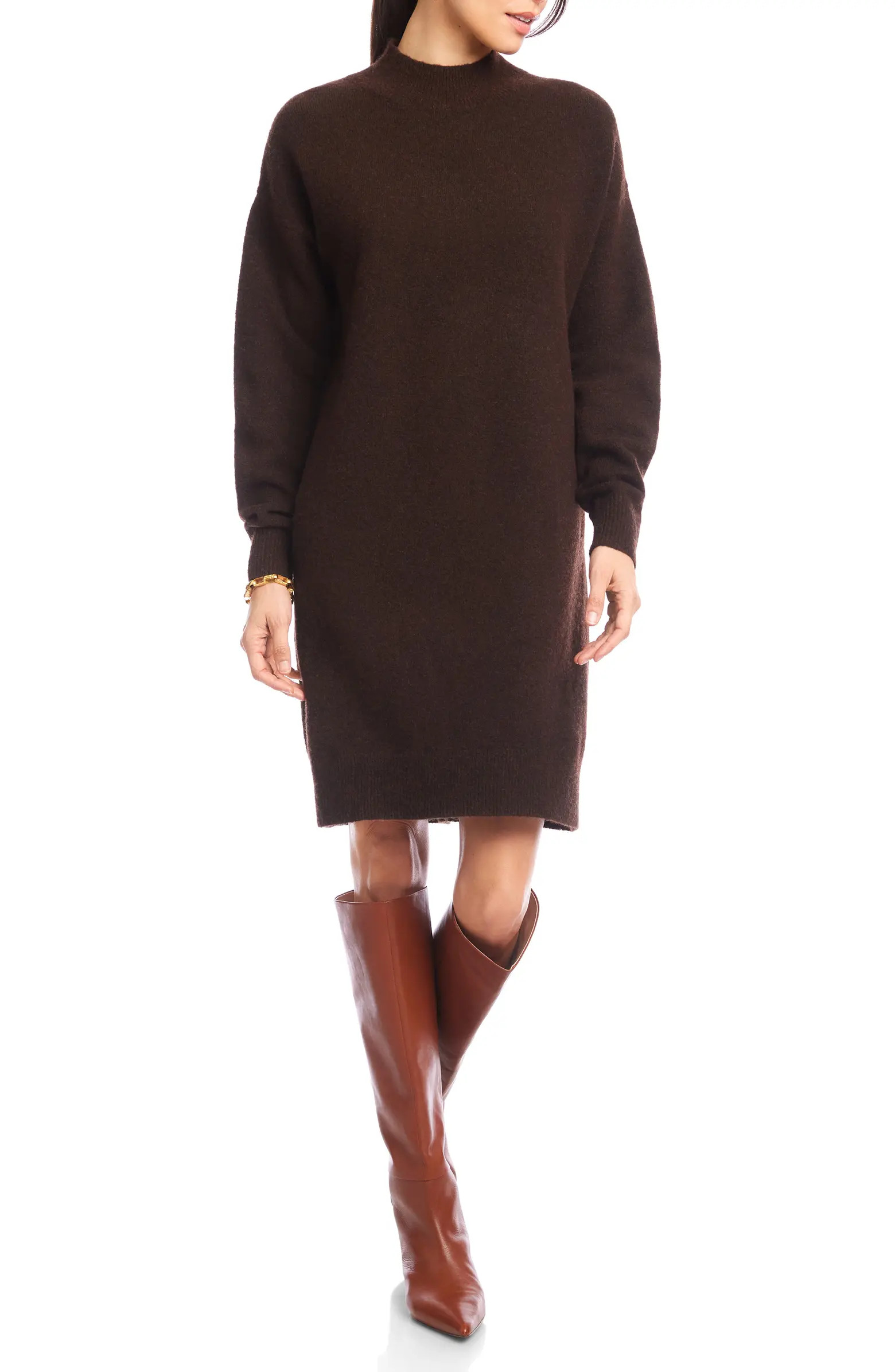 Karen Kane Mock Neck Long Sleeve Sweater Dress | Nordstrom | Nordstrom