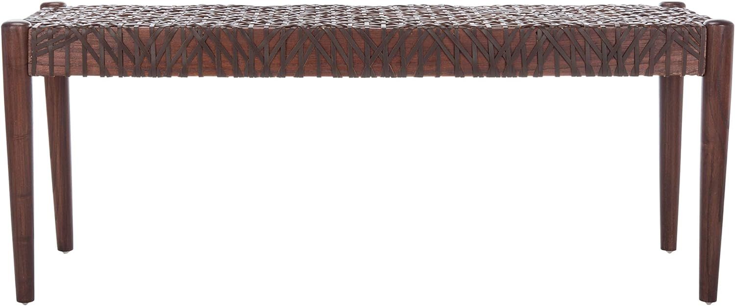 Safavieh Home Bandelier 47-inch Brown Leather Weave Bench | Amazon (US)