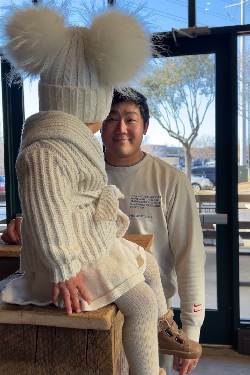 Winter outfit with double pom beanie that is so adorable! Linking similar ones and her outfit

#LTKSeasonal #LTKBaby #LTKKids