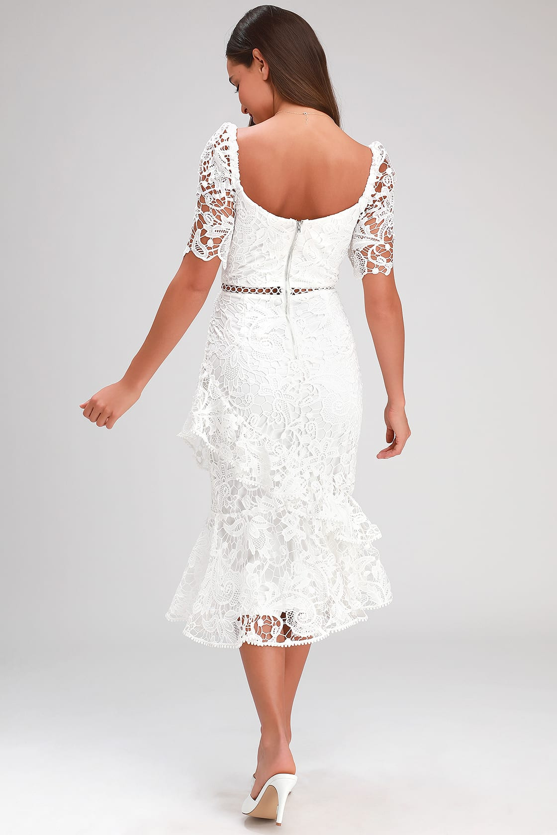 Briarwood White Lace Ruffled Midi Dress | Lulus (US)