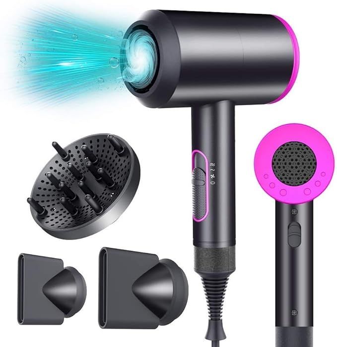 Hair Dryer Women - 2000W Powerful Ionic Hairdryer with Diffuser for Curly Hair,Fast and Dry,3 Noz... | Amazon (UK)