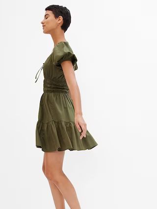 Tie-Front Smocked Waist Mini Dress | Gap (US)