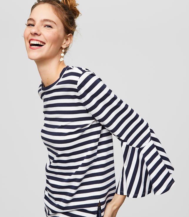 Striped Bell Cuff Top | LOFT