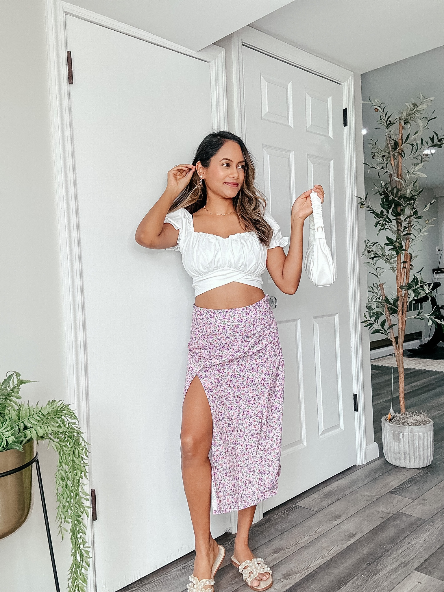 Date night outfit. Bardot top. White crop top. Floral midi skirt. Summer outfit. Brunch outfit. White purse. Sandals. Pearl sandals. Pearl slides. Amazon fashion. Trending outfit. Vacation outfit. Resort look. Thanksgiving outfit. Thanksgiving look. Florals. Baby shower guest outfit. Birthday outfit.

#LTKstyletip #LTKSale #LTKparties