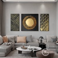 Black Gold Abstract Paintings Original Set Of 3 Wall Art Textured Minimalist Black Oversize Gold Paintings Decor Modern Decor | Etsy (US)