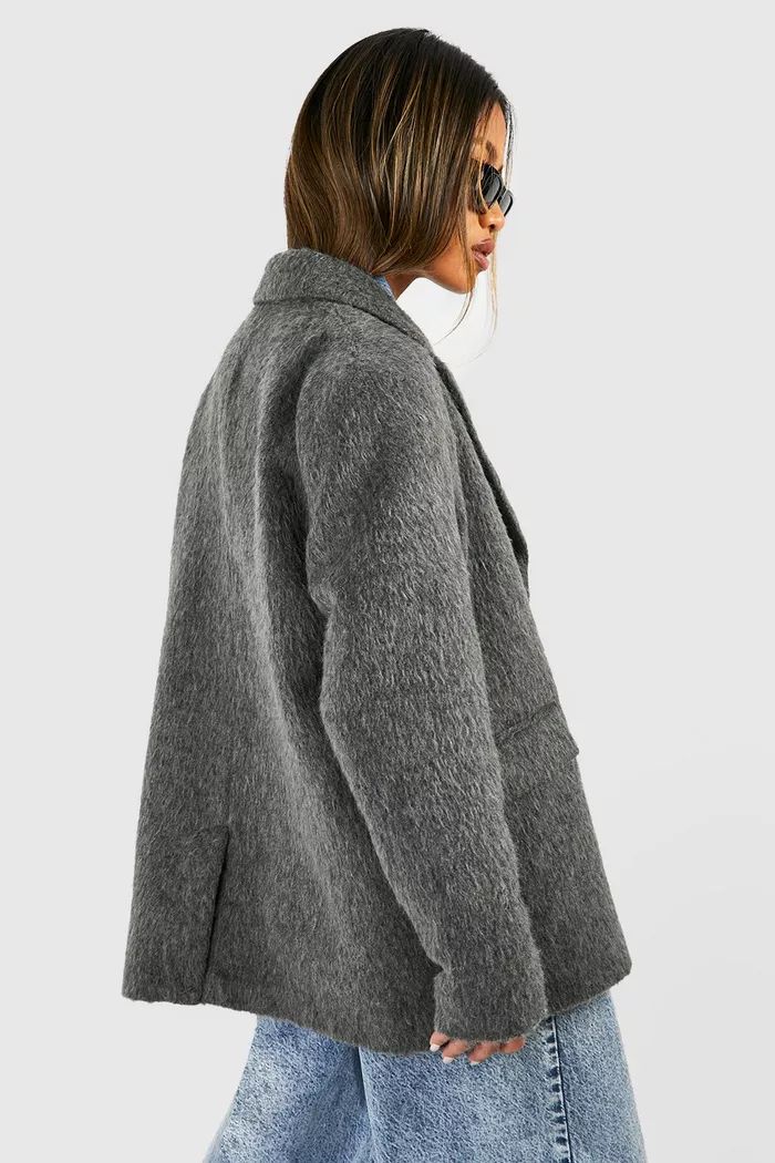 Oversized Textured Wool Blazer | Boohoo.com (UK & IE)