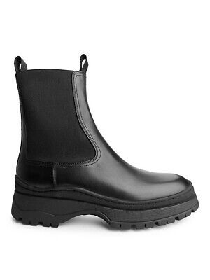 NEW ARKET Black Chunky Leather Chelsea Boots Size 39 (6) | eBay UK