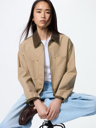 Zip-Up Short Jacket Beige XL UNIQLO US | UNIQLO (US)