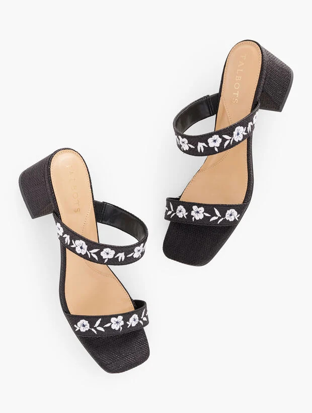 Maya Block Heel Sandals - Embroidered | Talbots