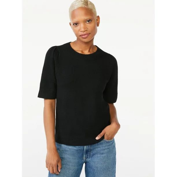 Free Assembly Women's Puff Sleeve Sweater - Walmart.com | Walmart (US)