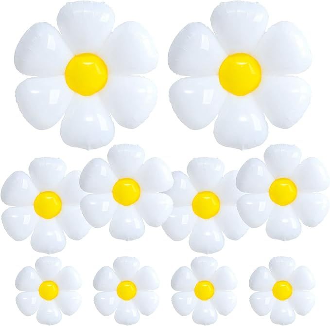 10 Pcs Daisy Balloons, Huge White Flower Aluminum Foil Balloons for Birthday, Baby Shower, Weddin... | Amazon (US)