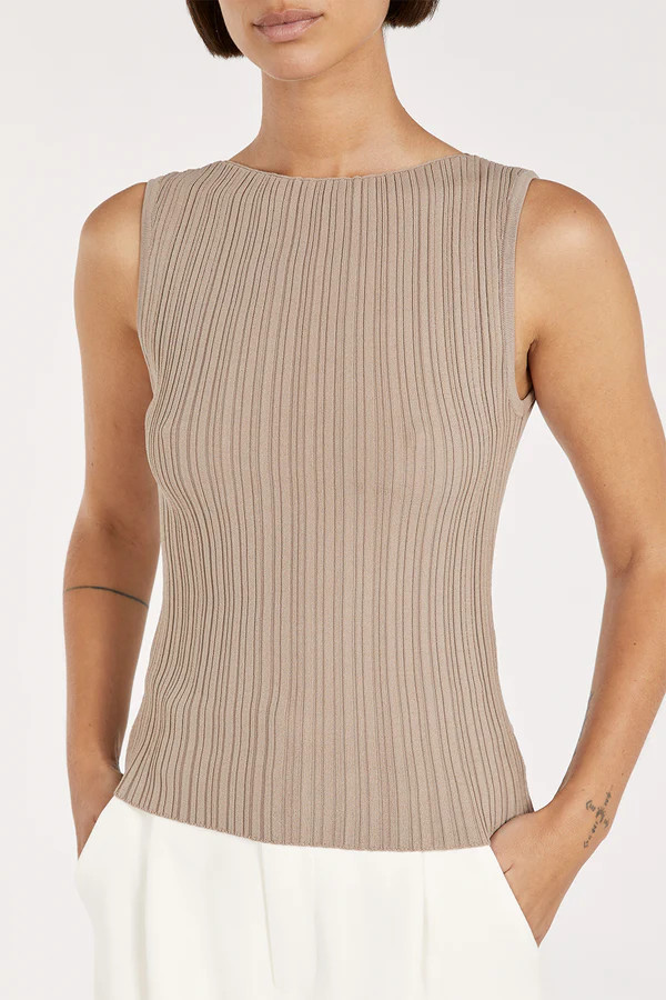 SIENNA TAUPE KNIT TANK | DISSH