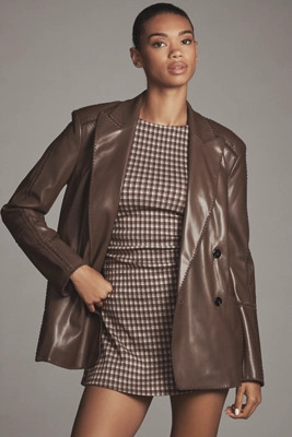 By Anthropologie Faux-Leather Crochet-Stitch Blazer | Anthropologie (US)