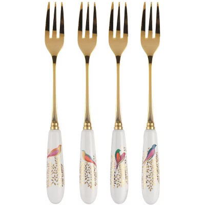 Portmeirion Sara Miller Chelsea Pastry Forks, Set of 4 - Afternoon Tea Cutlery with Fine Porcelain Handles - 22K Gold Details Stainless Steel Flatware | Target