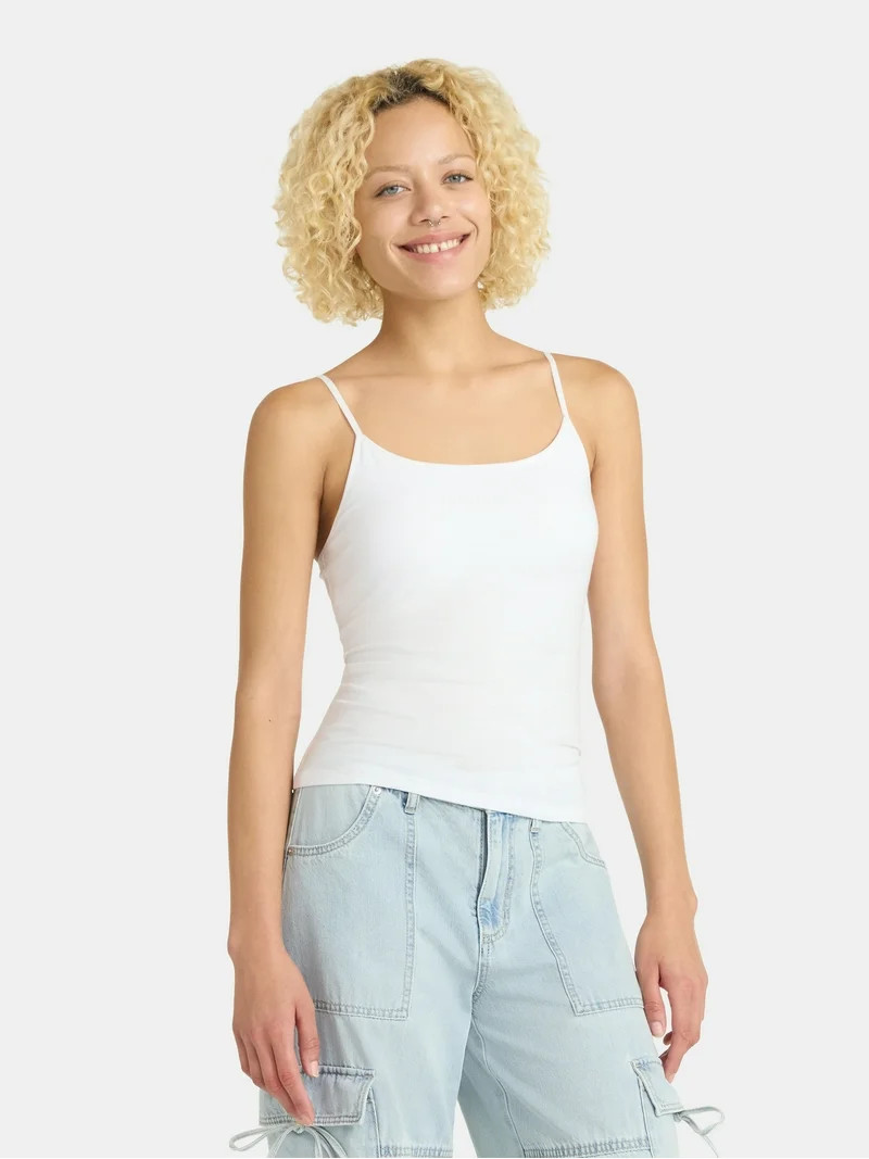 No Boundaries Cropped Shelf Bra Cami Top, Women's | Walmart (US)