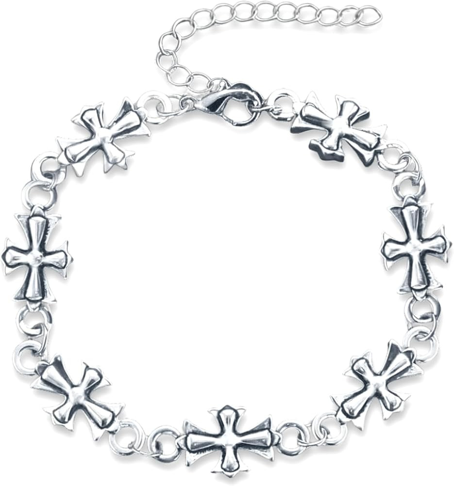 Cross Necklace Bracelet Set for Women and Men | 18K Gold Plated Goth Punk Link Choker Bracelet | ... | Amazon (US)