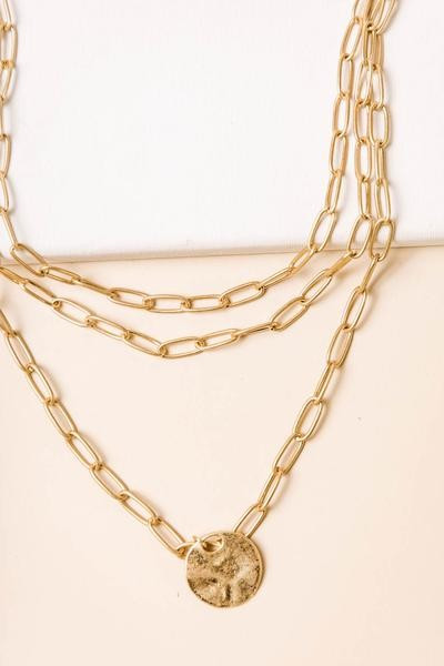 Textured Circle Pendant Layered Necklace | Böhme US