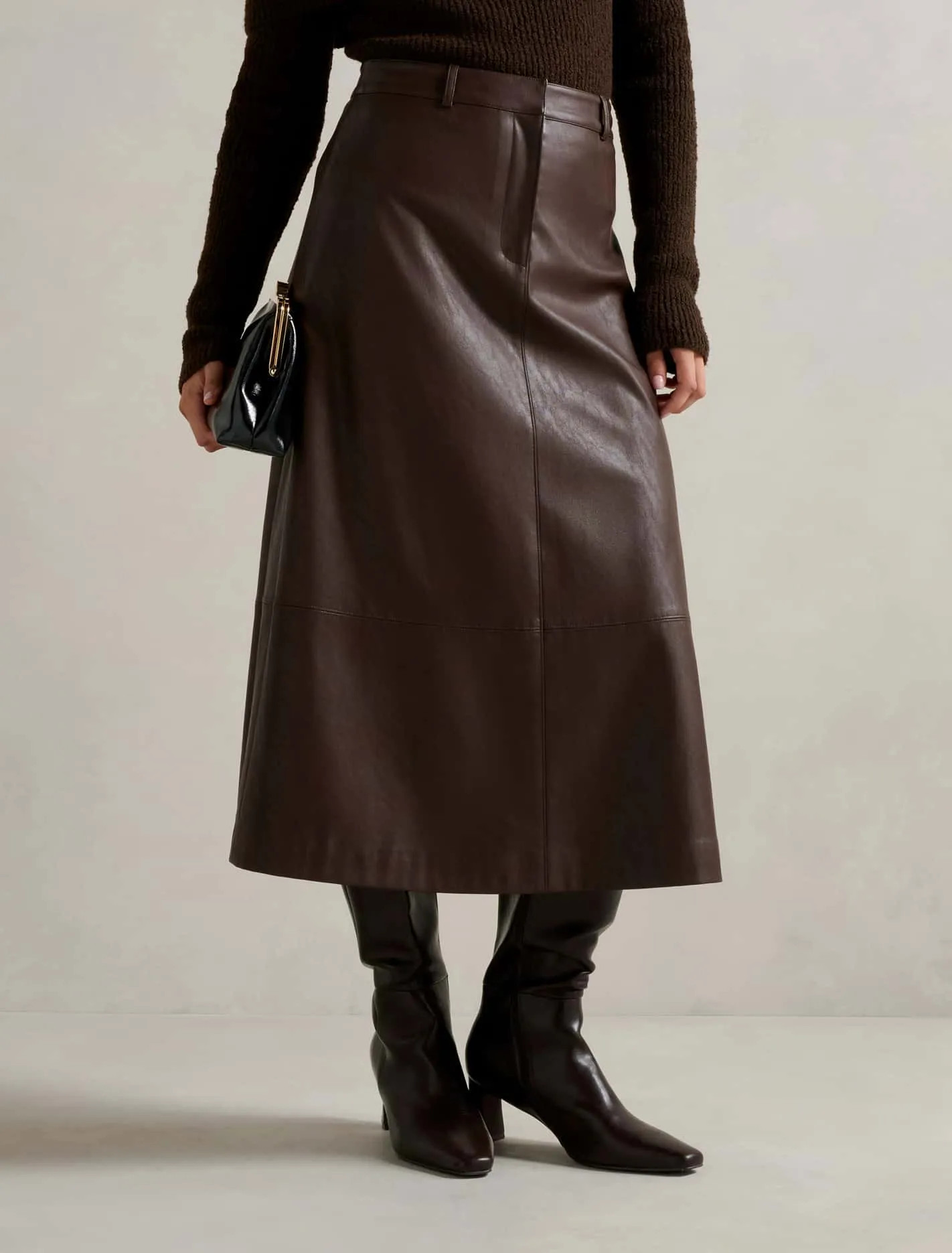 Jaelyn Vegan Leather Midi Skirt  | Ever New (CA)